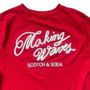 Scotch & Soda - Making Waves Embroidered T-Shirt - Red - Small